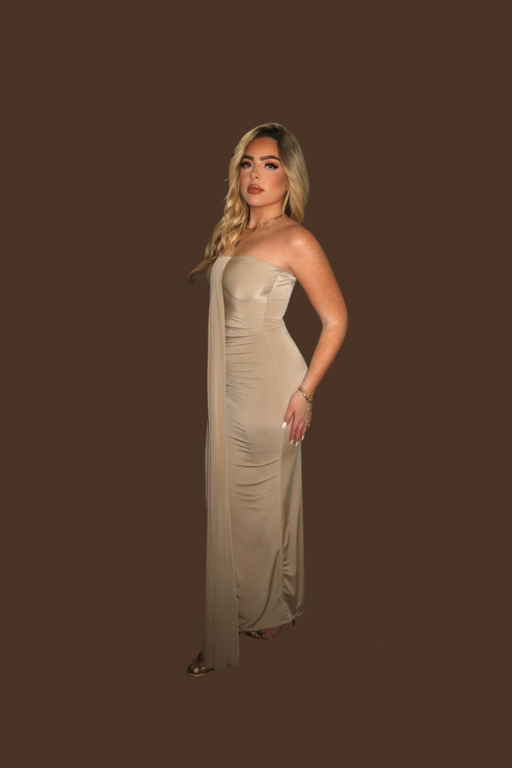 Sculpted Sand Maxi Dress