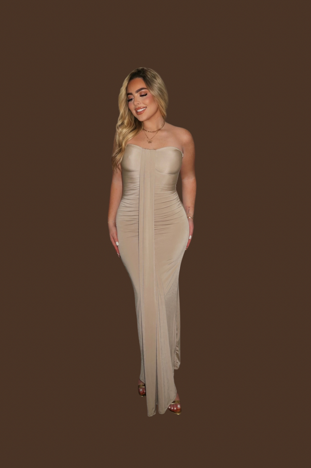 Sculpted Sand Maxi Dress