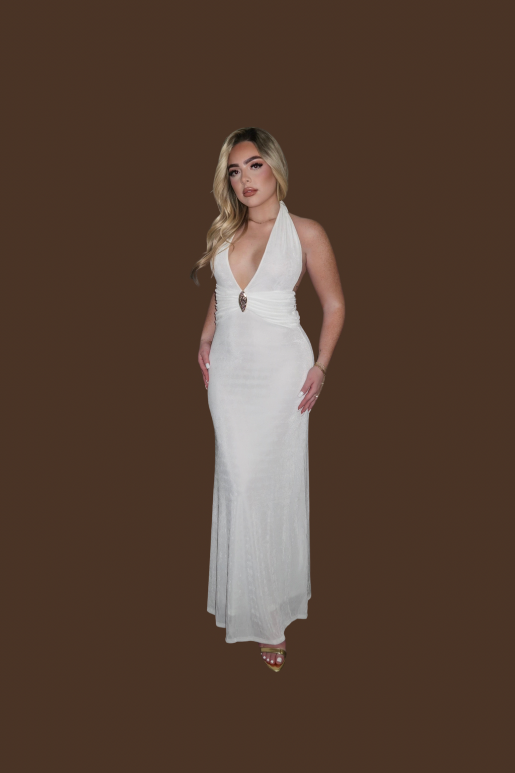Pearl Drape Maxi Dress